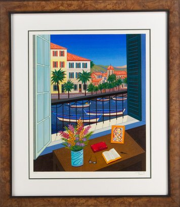 Landscape Print Signed Fanch Ledan(1949-Present)'Window On Bonifacio 1998'