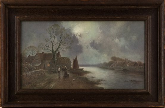 Landscape Print J.W.Gozzard'Chatting By The River'
