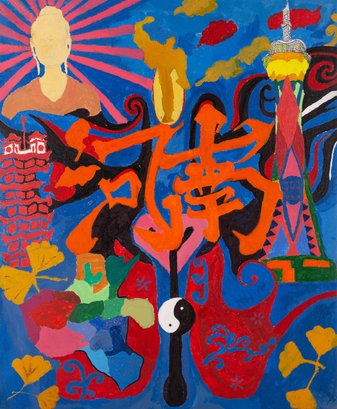 Tianying Li Modernist Original Oil On Canvas 'Flowers'
