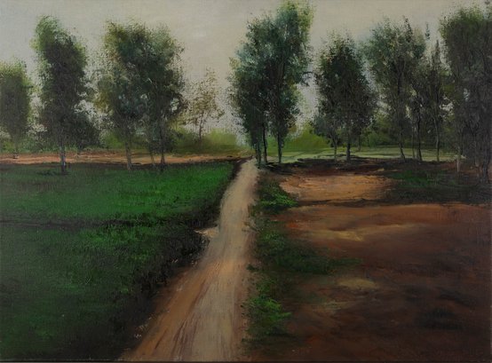 Jianping Chen Impressionist Original Oil Painting 'Path With Tree On The Side'