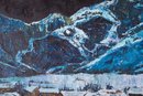 Large Vintage Post Impressionist Oil 'Mountain Landscape'