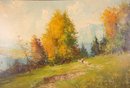 Large VIntage Impressionist Oil Painting 'Autumn Scene'