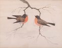 Small Early 20th Century Watercolor 'Two Birds'