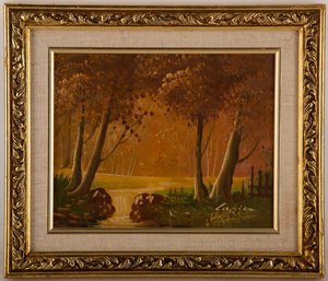 Vintage Landscape Oil On Canvas 'Golden Light'