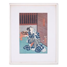 Antique Utagawa Kunisada Ukiyo-e Woodblock Print 'Beauty'
