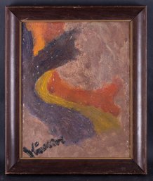 Vintage American Abstract Expressionist Oil Painting Signed