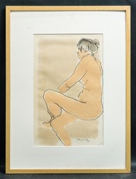 New Jersey Listed Artist Florence Hurewitz 1922-2016 Original Sepia 'Nude '