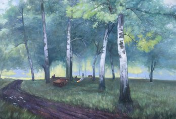Large Realist Original Oil 'Woods Scene'