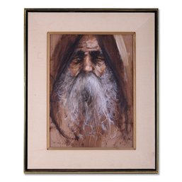 VIntage Impressionist OIl On Masonite ' Of Old Man'