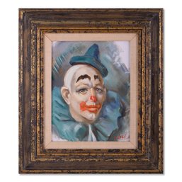 VIntage Modernist OIl On Canvas ' Of Clown'