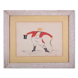 Vintage Cartoon Watercolor On Paper 'Circus Trainer'