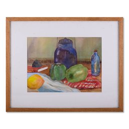 Vintage Impressionist Watercolor On Paper 'Still Life With Fruits'