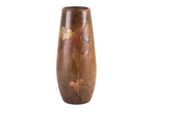 Vintage Japanese Hand Engraved Wood Vase