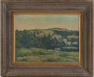 William Langson Lathrop 1859-1938 Landscape Oil On Board 'Pastoral Scenery'