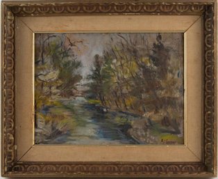 Arthur Clifton Goodwin 1864-1929 Landscape Oil On Board 'By The Lake'