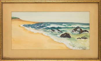'Oceans Beach Cape Cod 1941' Waterscape Gouache