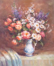 Modernist Original Oil Painting 'Flowers'