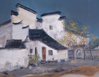 Impressionist Original Oil 'Village Houses'