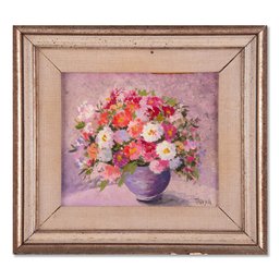 Small Vintage Impressionist Oil 'Flowers In Vase'