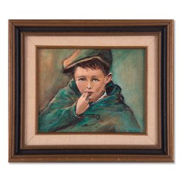 Small Vintage Original Oil Painting 'The Cap'