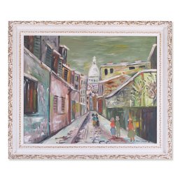 Vintage Robert Mason Modernist Original Oil Painting 'City Scene'