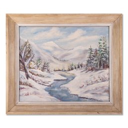 Vintage Impressionist Oil Painting 'Winter Landscape'