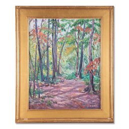 Vintage Impressionis Original Oil 'Forest Scene'