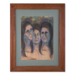 Early 20th Century Modernist Watercolor 'Three Sisters'