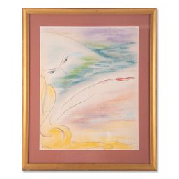 Dated 48 Abstract Watercolor Signed S. Guillot
