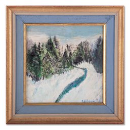 Small Vintage Impressionist Oil 'Winter Scene'