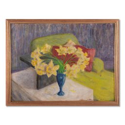 Early 20th Century Still Life On Board 'Flowers In Vase'