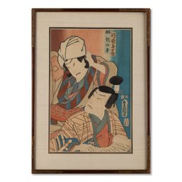Ukiyo E Woodblock Print Utagawa Kunisada (1786  1865 )'Two Kabuki Actors'