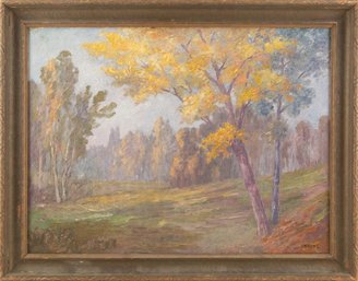 Landscape Oil On Canvas Signed Irvine