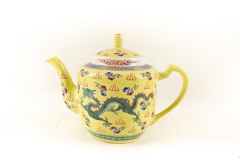 Chinese Porcelain Dragon Pattern Yellow Tea Pot