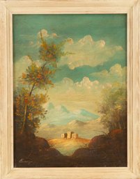 Vintage Original Oil On Canvas 'Mountian Landscape'