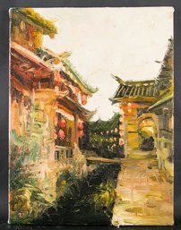 Fine Art Architecture Original Oil Painting By Artist Xun Zhu 'The Ancient City 2'