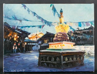 Fine Art Architecture Original Oil Painting By Artist Xun Zhu 'The Ancient City 14'