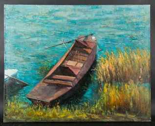 Fine Art Nautical Original Oil Painting By Artist Ting Hao 'Boat'