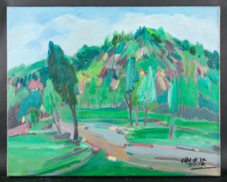 Fine Art Landscape Original Oil Painting By Artist Shaofei Xie 'Fields And Hills'