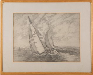 Allen Hawks  Black And White Sketch Print 'Sailing Boat - To Be Free'