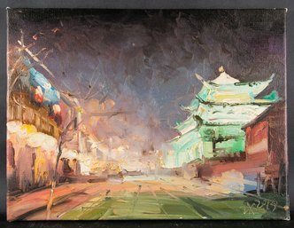 Fine Art Architecture Original Oil Painting By Artist Xun Zhu 'The Ancient City 10'