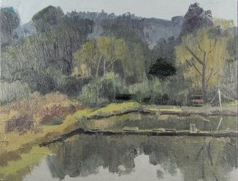 Listed Artist Bin Liu Original Oil On Canvas 'The Mountain Forest'