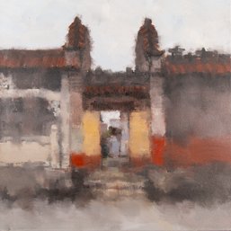 Architecture Original Oil Painting By Artist Duo Yin 'The Ancient Village 2'