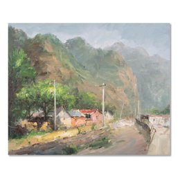 Bihua Gong Impressionist Original Oil On Canvas 'Village'