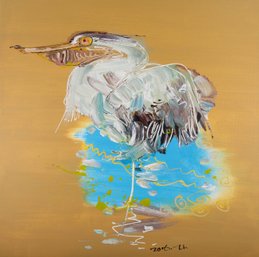 Xiaochi Tian Modernist Original Oil On Canvas 'Pelican'