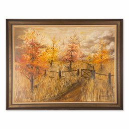 Vintage Expressionist Oil Painting 'Fall Landscape'
