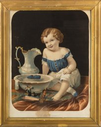 Portrait Print Signed Lilly Martin Spencer(1822-1902)'The Little Navigator'