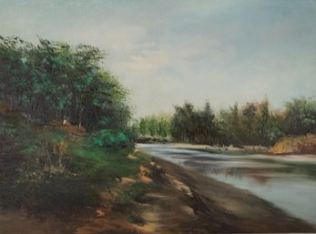 JIanping Chen Impressionist Original Oil Painting 'Next To The River'
