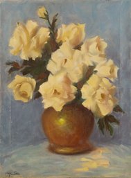 Still Life Oil On Canvas 'Yellow Rose'