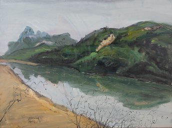 Muzhou Yu Impressionist Original Oil On Canvas 'This Side Of The Mountain'